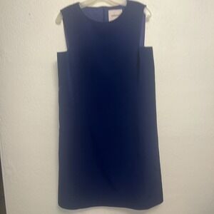 LANDS END  Italian_Fabric Sleeveless Mini Shift Dress, Blue Sz 12